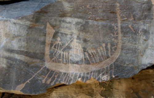 Late Predynastic boat at site CAS-2 in Wadi Abu Subeira.