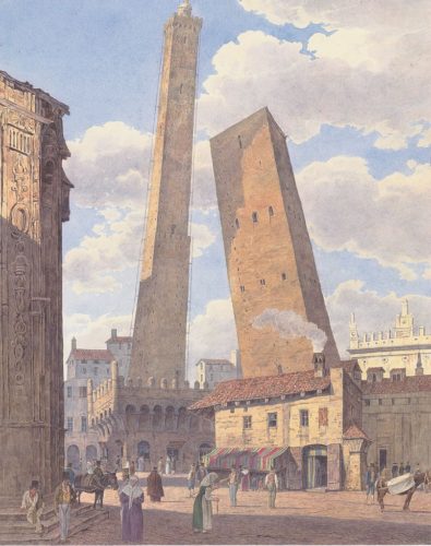 Jakob Alt - Die Türme Asinelli und Garisenda in Bologna (1836)